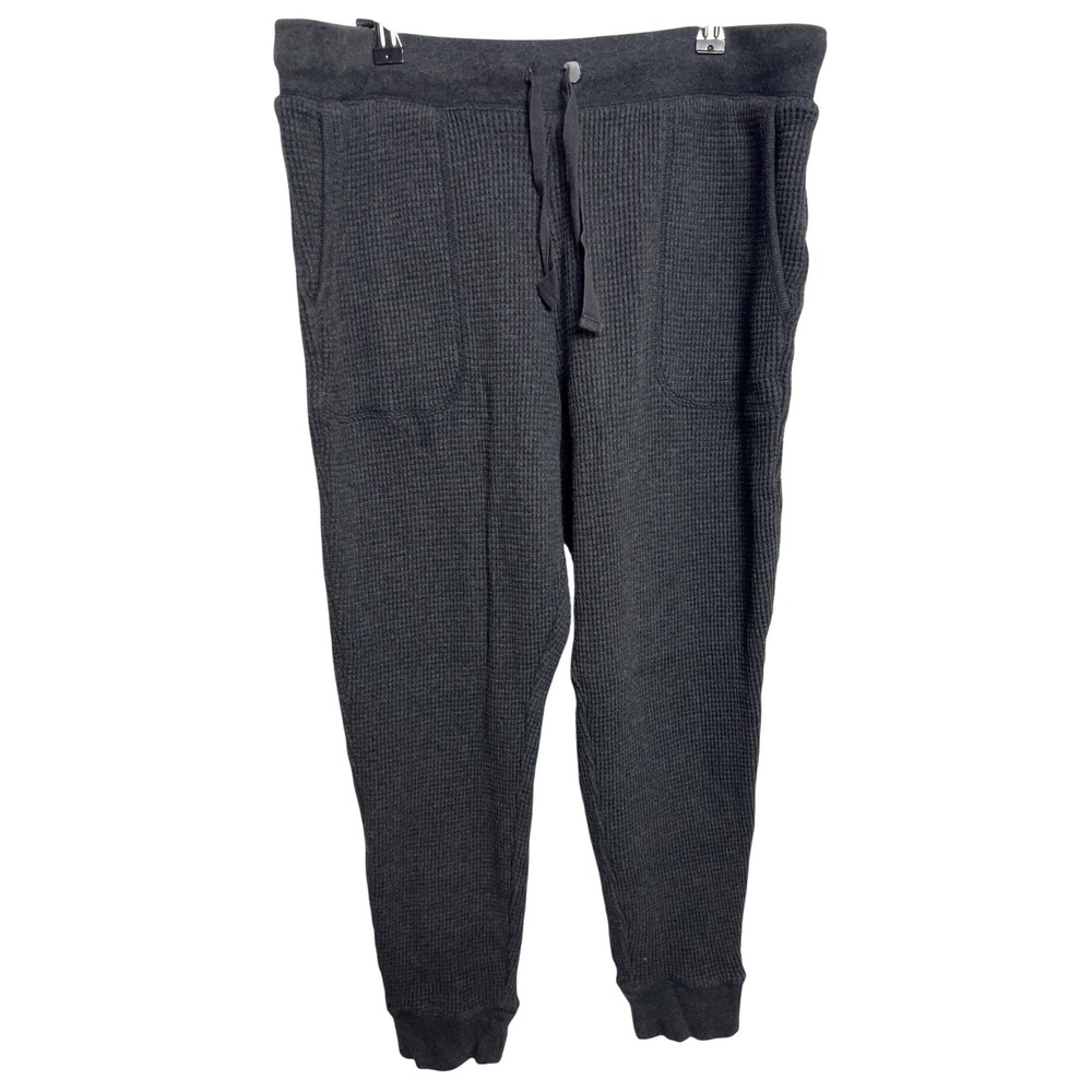 J.Crew Mens Waffle Knit Joggers Charcoal Gray Cotton Drawstring Sweatpants M Czy
